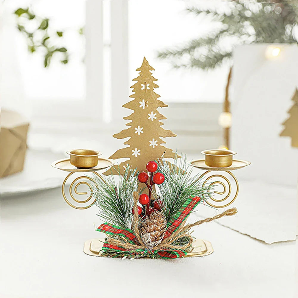 Candle Holder LumiNoel | Golden Christmas Candle Holder Made of Iron | Snowflake, Star, Tree & Reindeer | Table Decoration for Christmas & New Year
