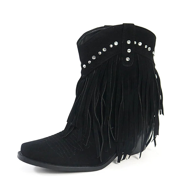 Sylis | Cowboy ankle boots with fringed tassel