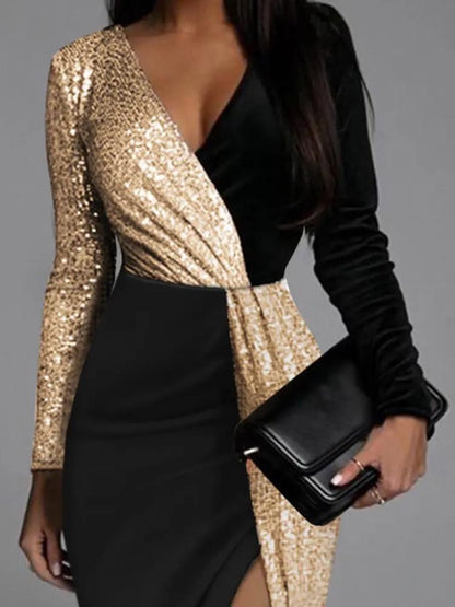 Sylis | Dress with golden glitter effects