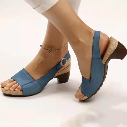 Sylis - Comfortable Elegant Low Chunky Heel Shoes