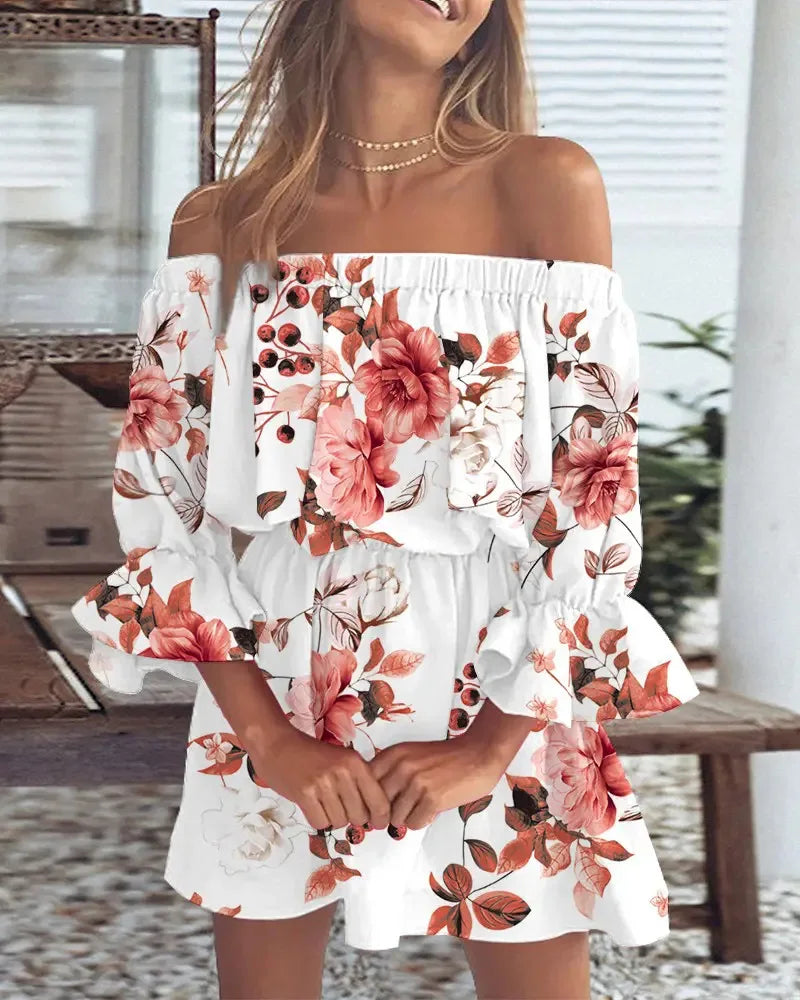 Sylis | Sexy Off-shoulder Printed Dress