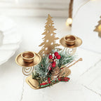 Candle Holder LumiNoel | Golden Christmas Candle Holder Made of Iron | Snowflake, Star, Tree & Reindeer | Table Decoration for Christmas & New Year