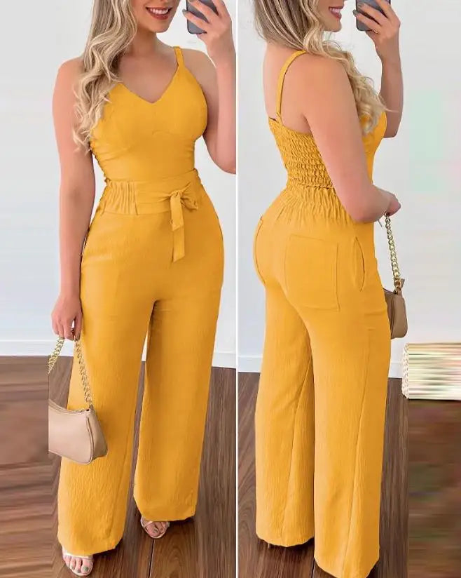 Sylis | Shirred Two-Piece Jumpsuit Set