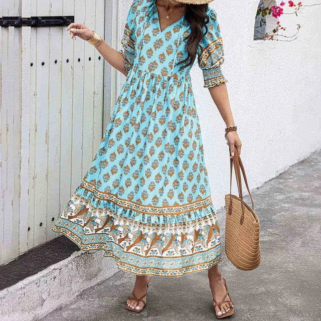 Sylis | Bohemian V Neck Fashion Printed Dress