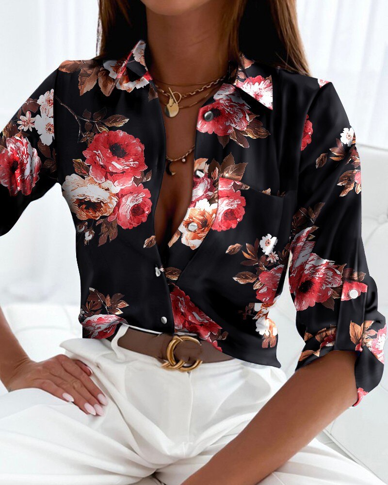 Sylis Print Shirts | Stylish blouse with long sleeves and button placket