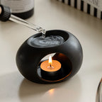 Aroma Oven Scentura | Black Ceramic Scent Diffuser | For Essential Oils & Incense Sticks | Spa & Home