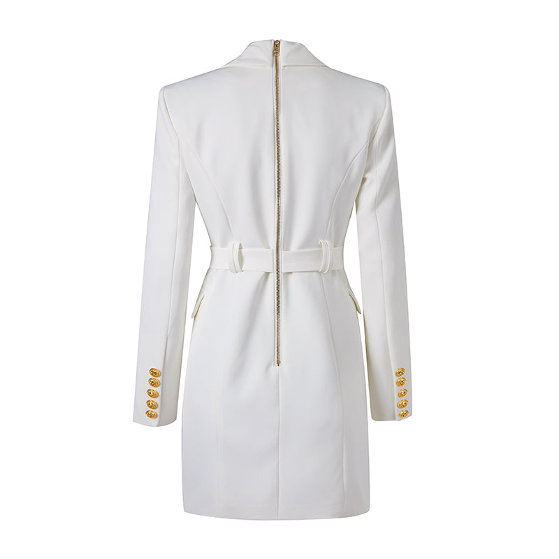 Sylis - Stylish blazer dress with waist belt and beautiful button decoration