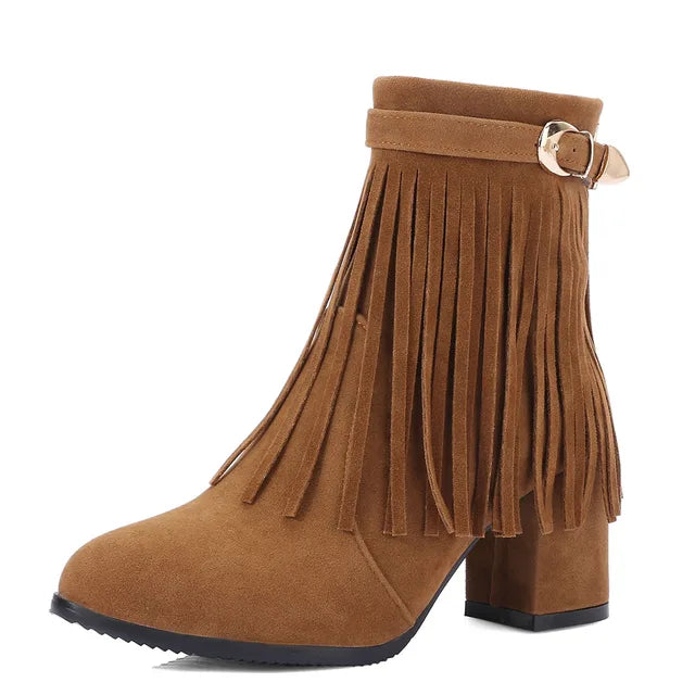 Sylis | Cowboy ankle boots with fringed tassel