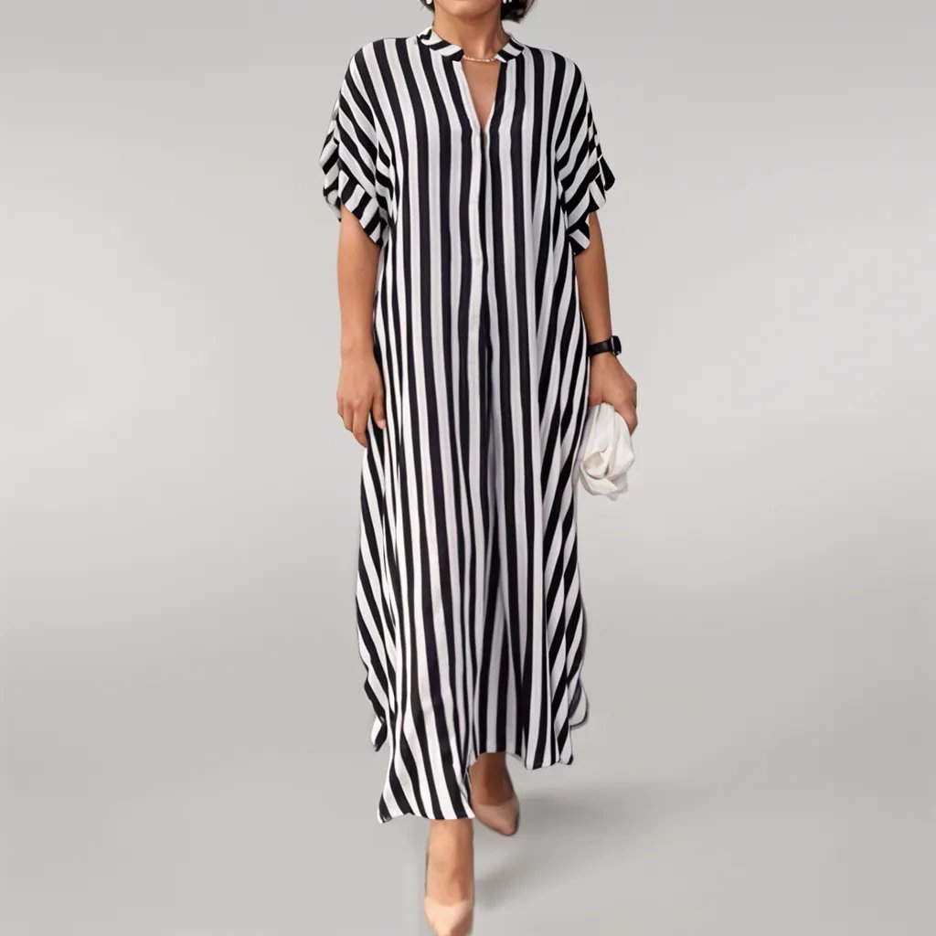 Sylis | Timeless Striped V-Neck Dress