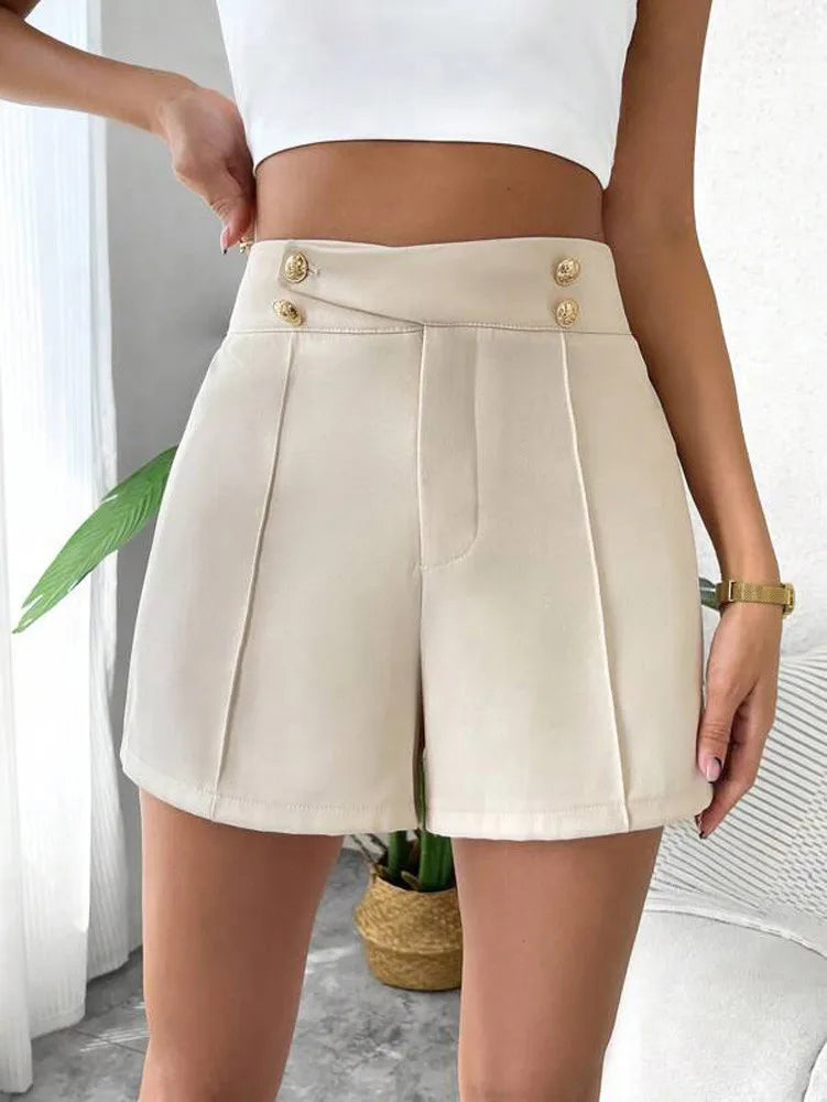 Sylis | Vintage High Waist Gold Button Elegant Shorts