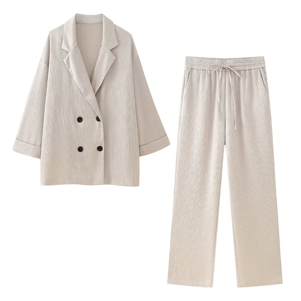 Sylis - Modern Double-Breasted Suit Jacket and Pants Set