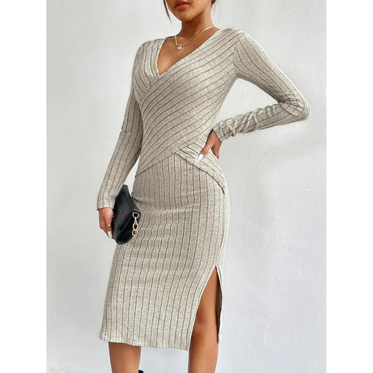 Sylis | Elegant Rib Knit Wrap Dress