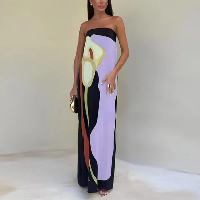 Sylis | Abstract Strapless Maxi Dress