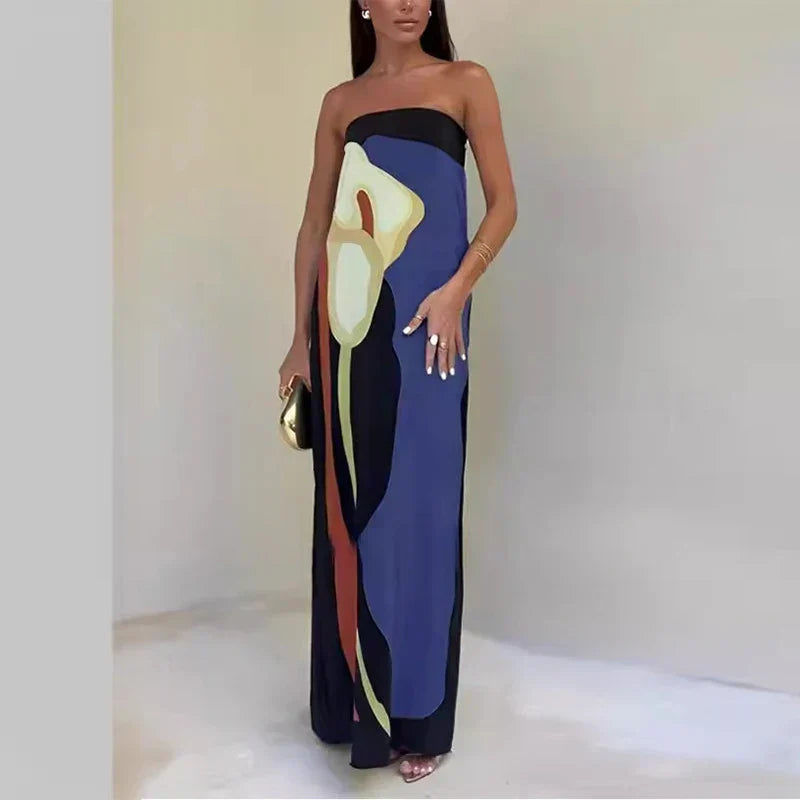 Sylis | Abstract Strapless Maxi Dress