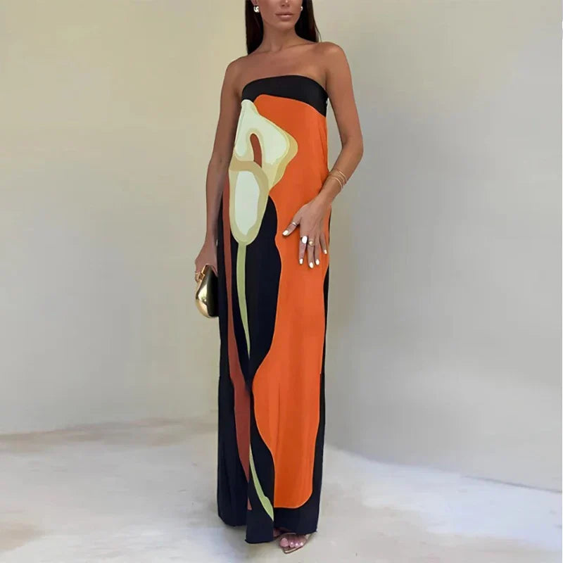 Sylis | Abstract Strapless Maxi Dress