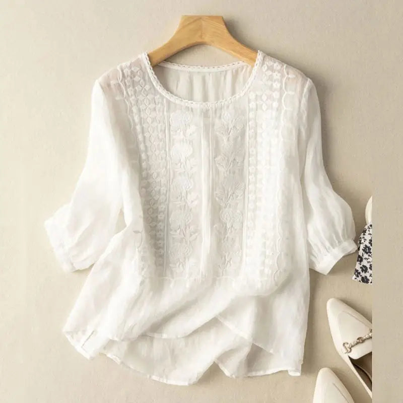 Sylis | Embroidered Cotton Boho Blouse (Small Fit)