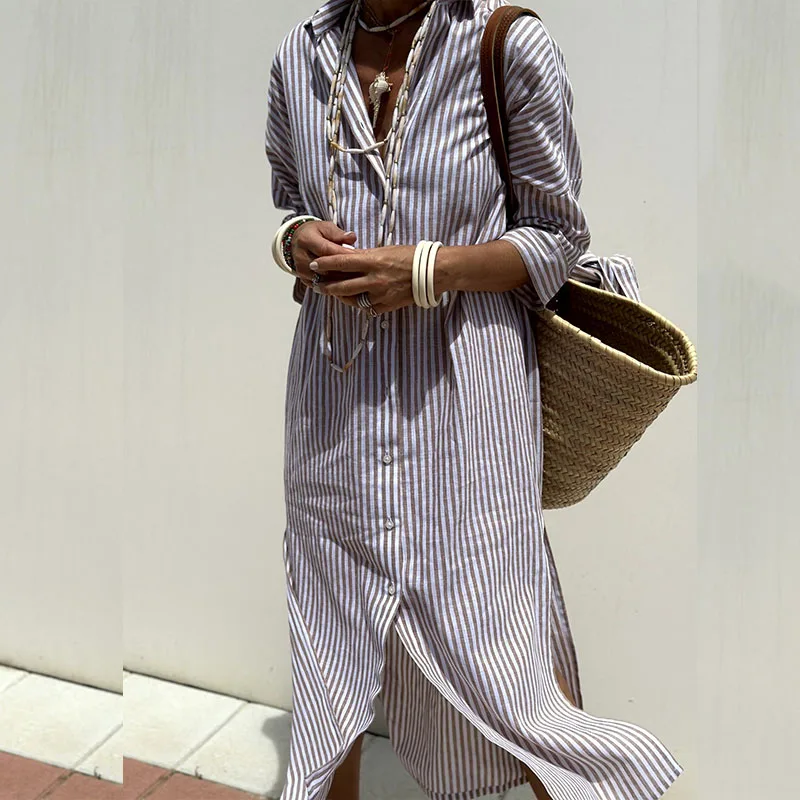 Sylis | Elegant Striped Shirt Dress