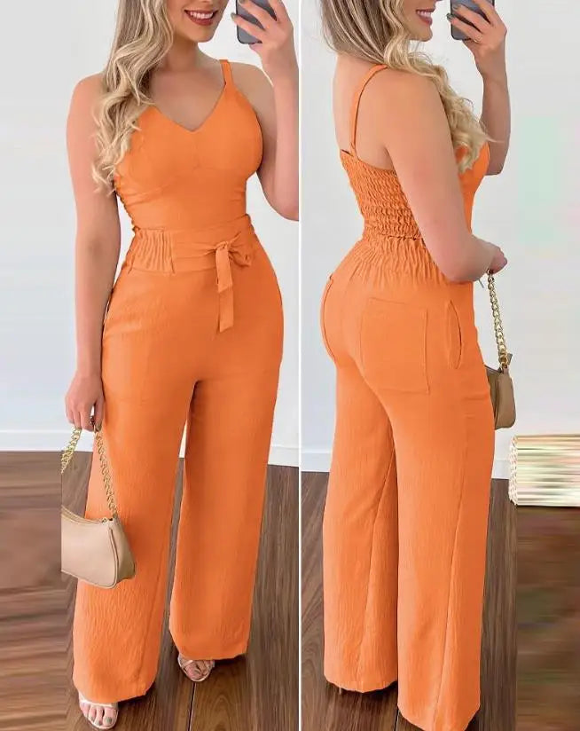 Sylis | Shirred Two-Piece Jumpsuit Set