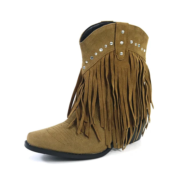 Sylis | Cowboy ankle boots with fringed tassel