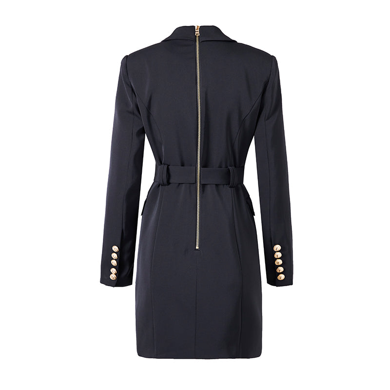 Sylis - Stylish blazer dress with waist belt and beautiful button decoration