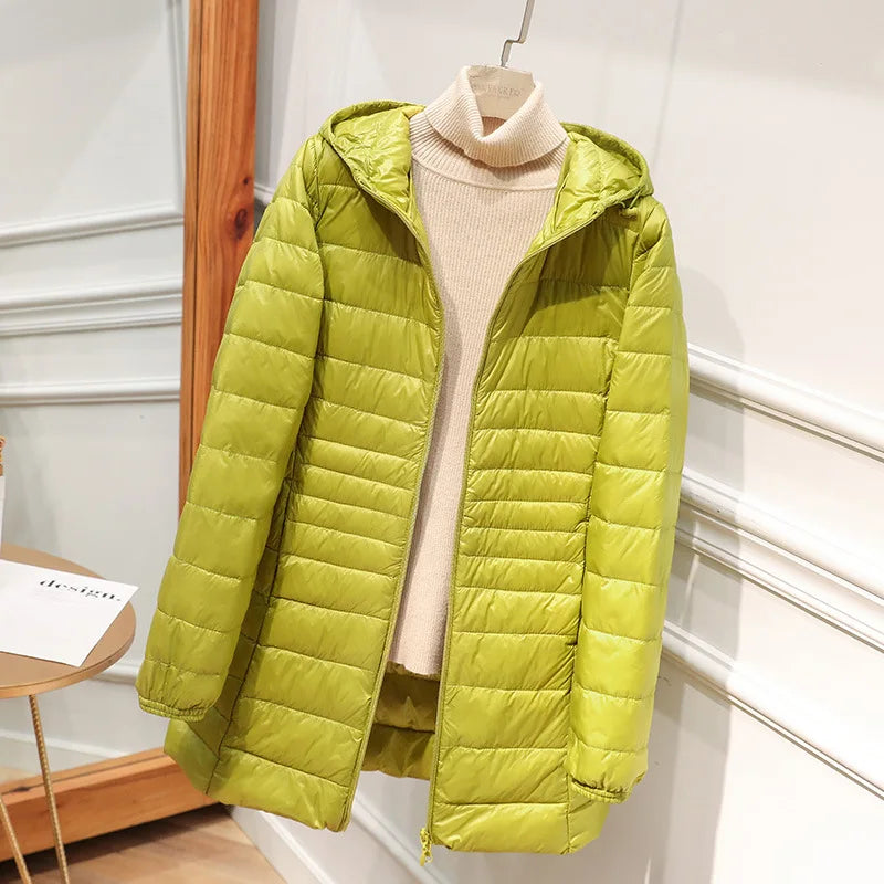 Sylis-Mode - Long down jacket for women with hood