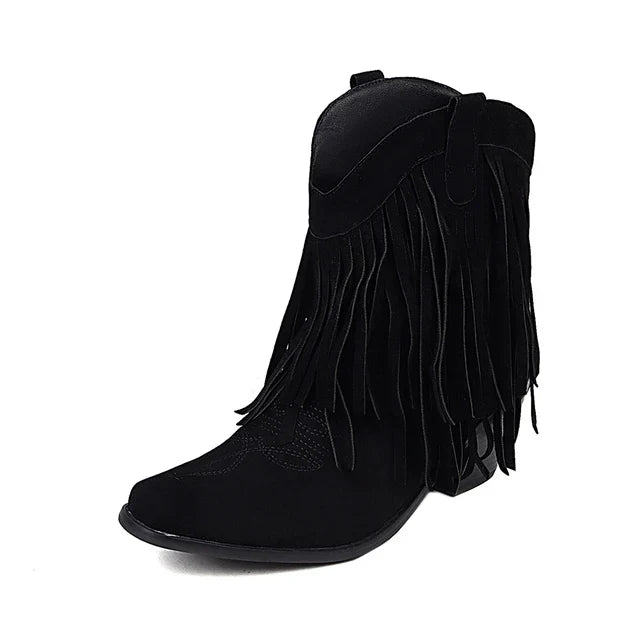 Sylis | Cowboy ankle boots with fringed tassel