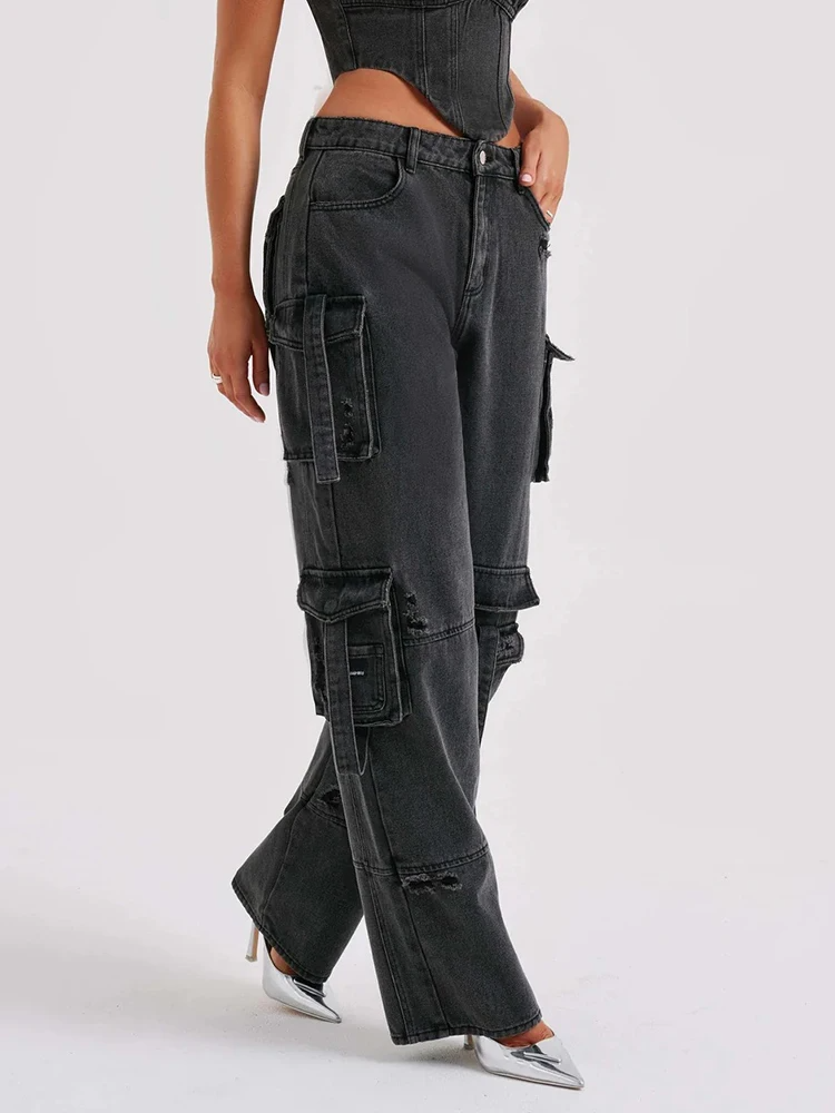 Sylis - Stylish Denim Cargo Pants