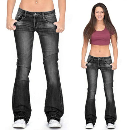 Sylis-Mode | Women's Low Rise Flared Jeans: Light vintage skinny bell bottom jeans