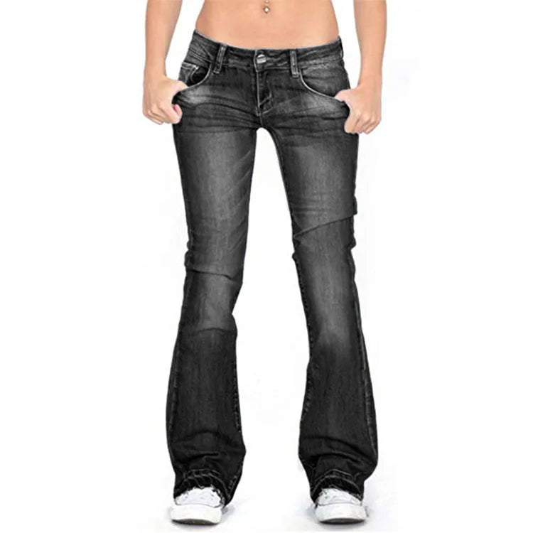 Sylis-Mode | Women's Low Rise Flared Jeans: Light vintage skinny bell bottom jeans