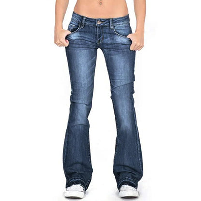 Sylis-Mode | Women's Low Rise Flared Jeans: Light vintage skinny bell bottom jeans