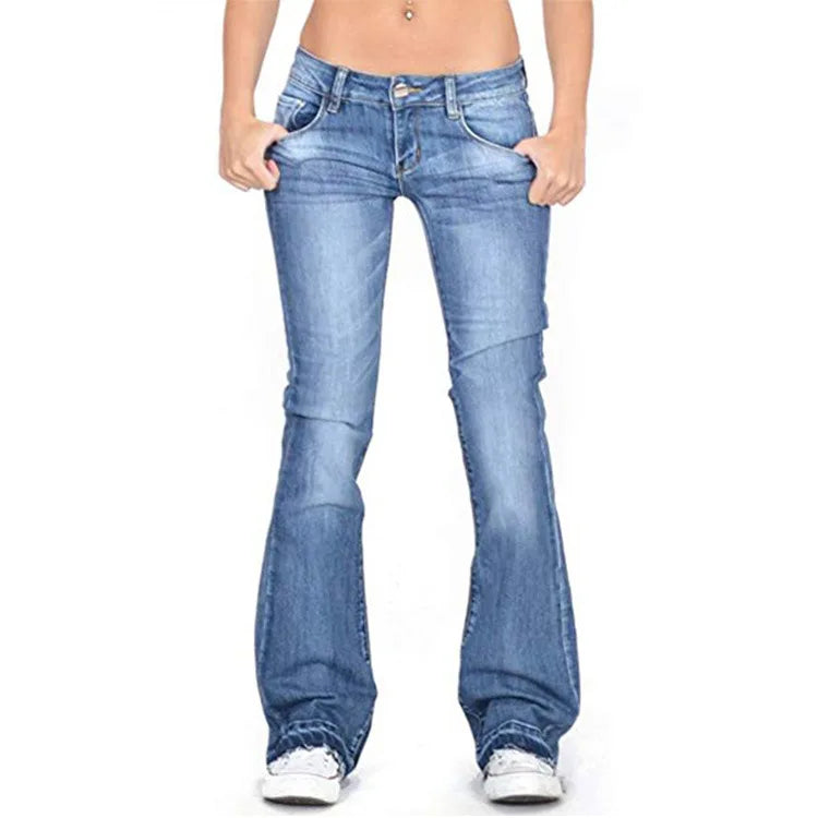Sylis-Mode | Women's Low Rise Flared Jeans: Light vintage skinny bell bottom jeans