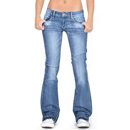 Sylis-Mode | Women's Low Rise Flared Jeans: Light vintage skinny bell bottom jeans