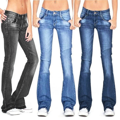 Sylis-Mode | Women's Low Rise Flared Jeans: Light vintage skinny bell bottom jeans