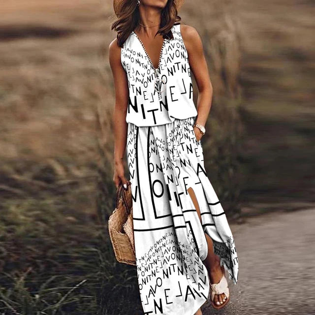 Sylis | Fashionable Letter Print Sleeveless Dress