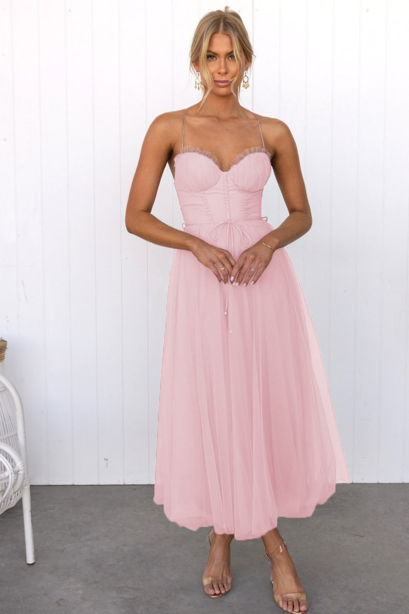 Rosa party maxikleid