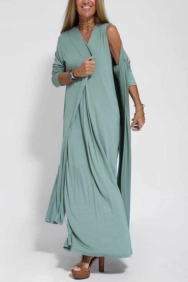 Sylis | Elegant Long Dress with Matching Cardigan