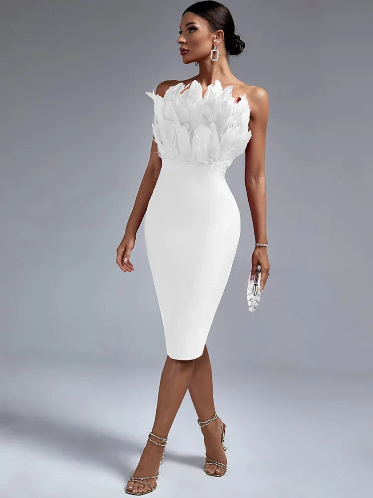 Sylis | Feather Bandage Dress for Elegant Ladies
