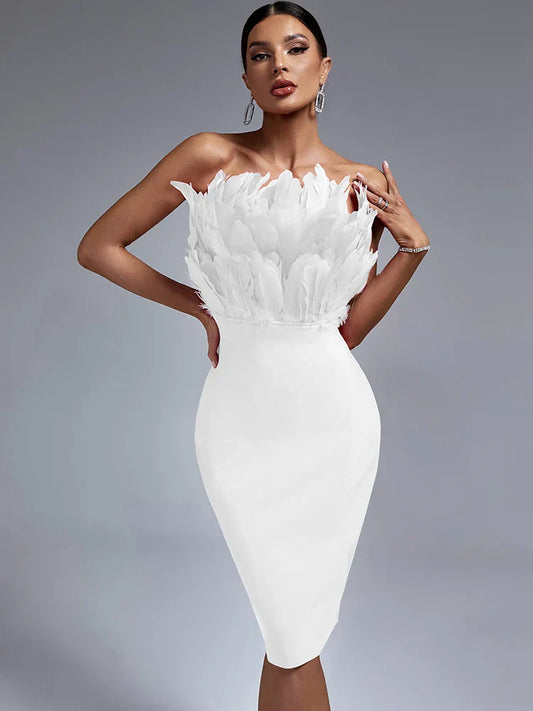 Sylis | Feather Bandage Dress for Elegant Ladies