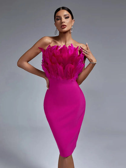Sylis | Feather Bandage Dress for Elegant Ladies