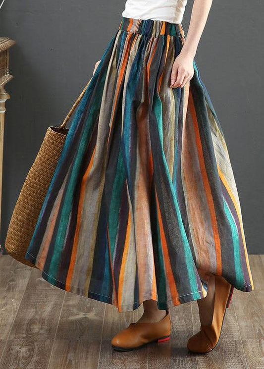 Sylis | Striped A Line Retro Print Skirts Linen