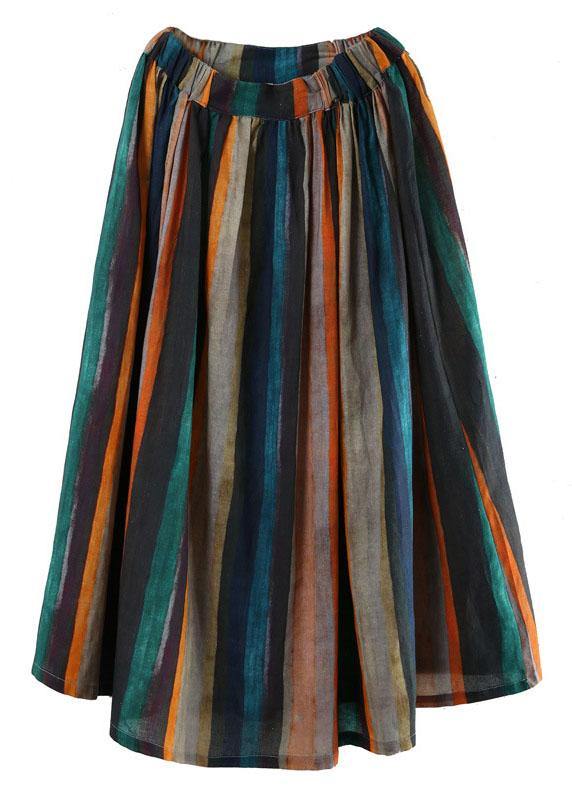 Sylis | Striped A Line Retro Print Skirts Linen