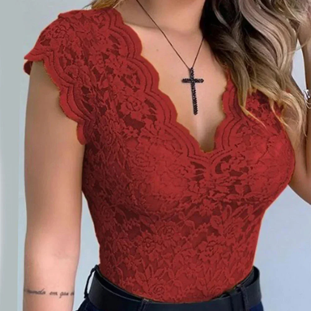 Sylis | V-Neck Lace Top for Women