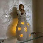 Embracing Mother Daughter Figure Flickering Candle Holder - LoveGlow