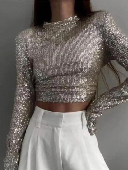Sylis-Mode | Elegant Sequin Cropped Top