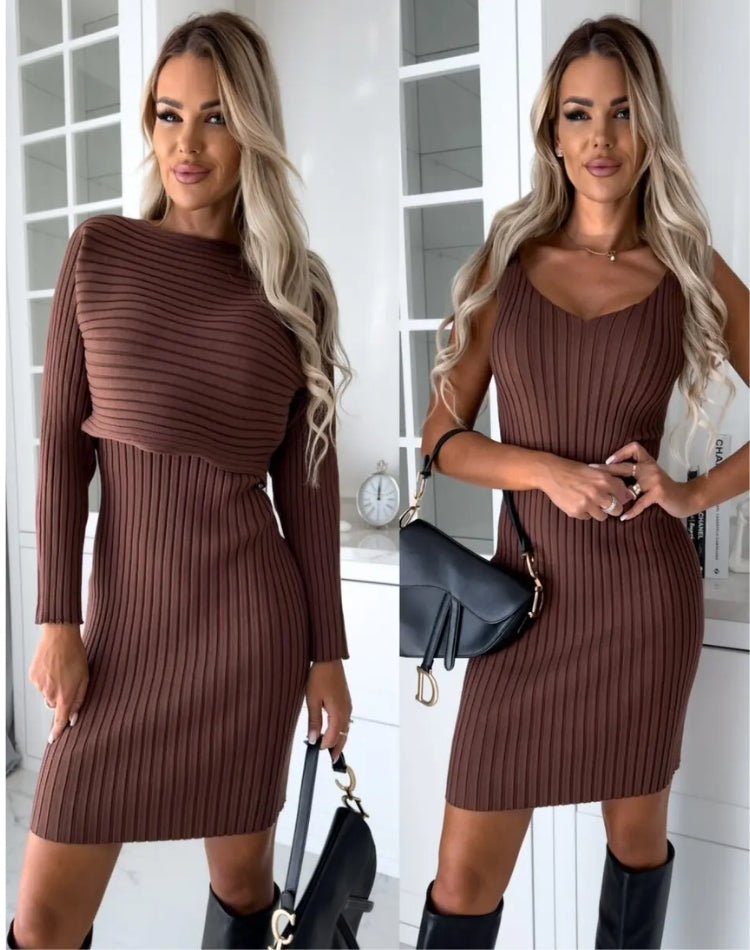 Sylis - Stylish Two-Piece Set (Dress And Pullover)