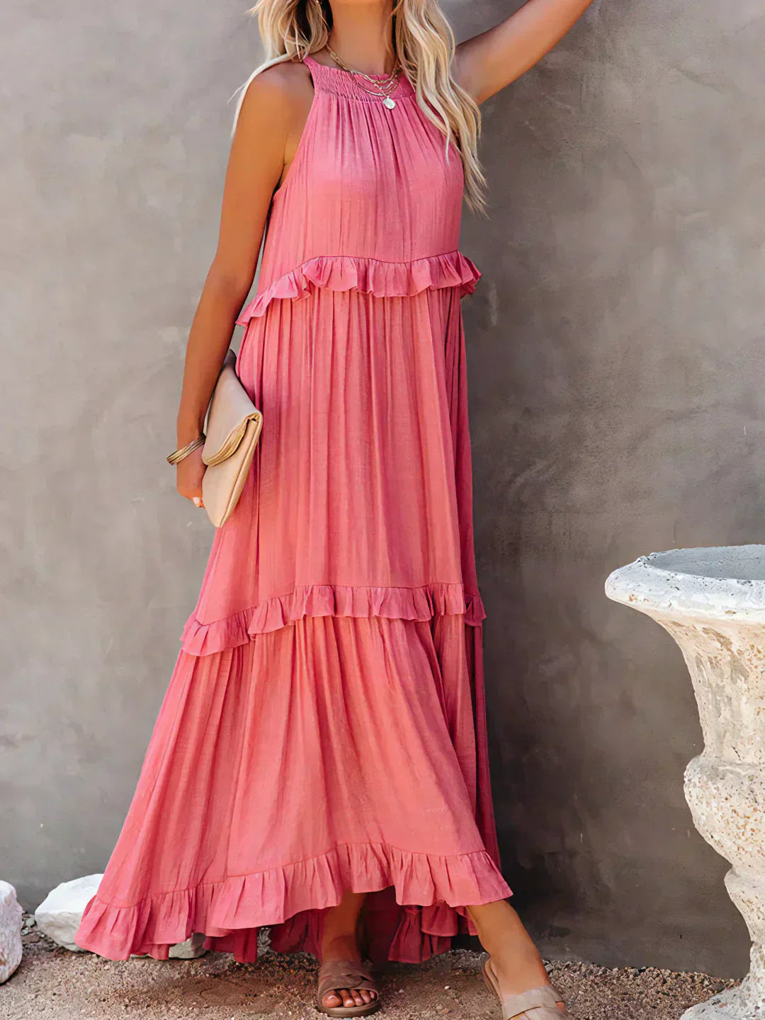 Sylis | Halter Ruffle Maxi Dress