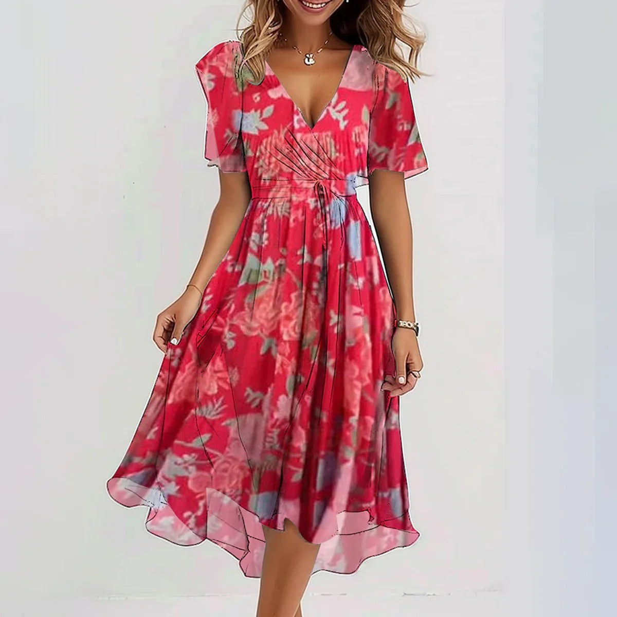 Sylis | Elegant Summer Dress With Short Sleeves