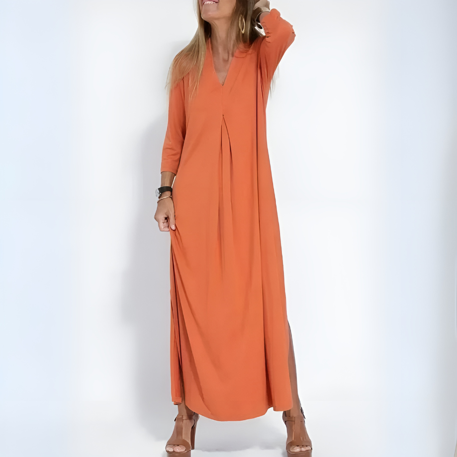 Sylis | Elegant V-Neck Long Dress