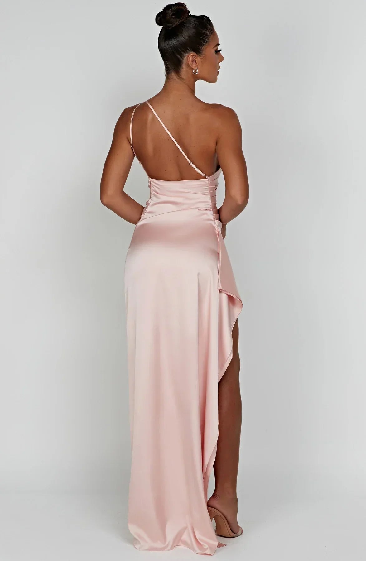 Sylis | one-shoulder satin slit dress