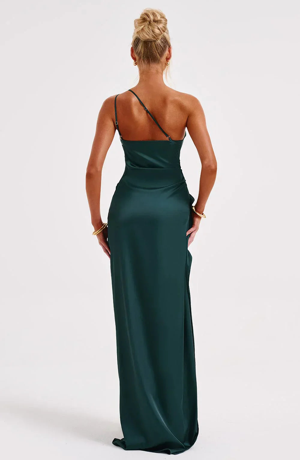 Sylis | one-shoulder satin slit dress